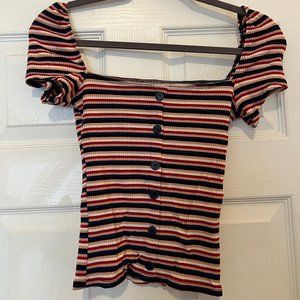 Reformation Knit Button Up Square Neck Shirt